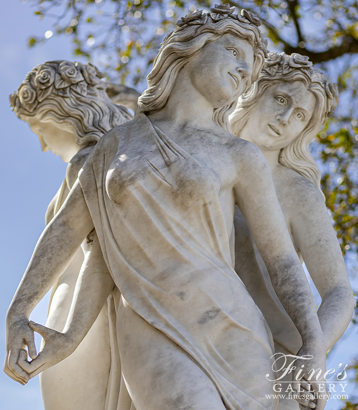 Marble Statues  - Three Graceful Maidens Carved Marble Statue - MS-1486